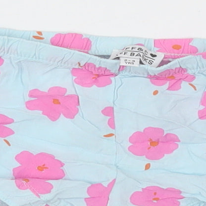 jeff &co Girls Blue Floral Cotton  Sleep Shorts Size 2-3 Years