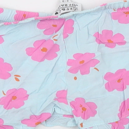 jeff &co Girls Blue Floral Cotton  Sleep Shorts Size 2-3 Years