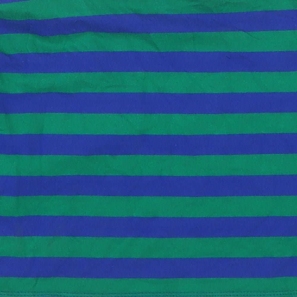United Colours of Benetton Boys Green Striped Cotton Basic Casual Size 2-3 Years Crew Neck Pullover