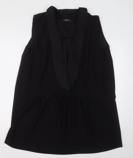 Womens UK Size L Preworn Black Basic Blouse