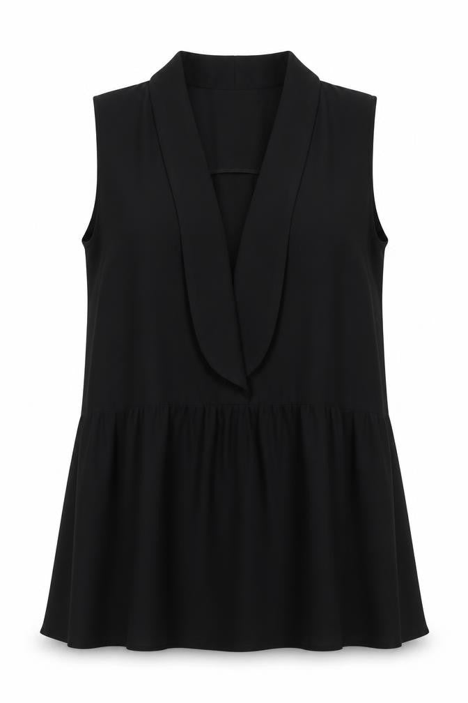 Womens UK Size L Preworn Black Basic Blouse