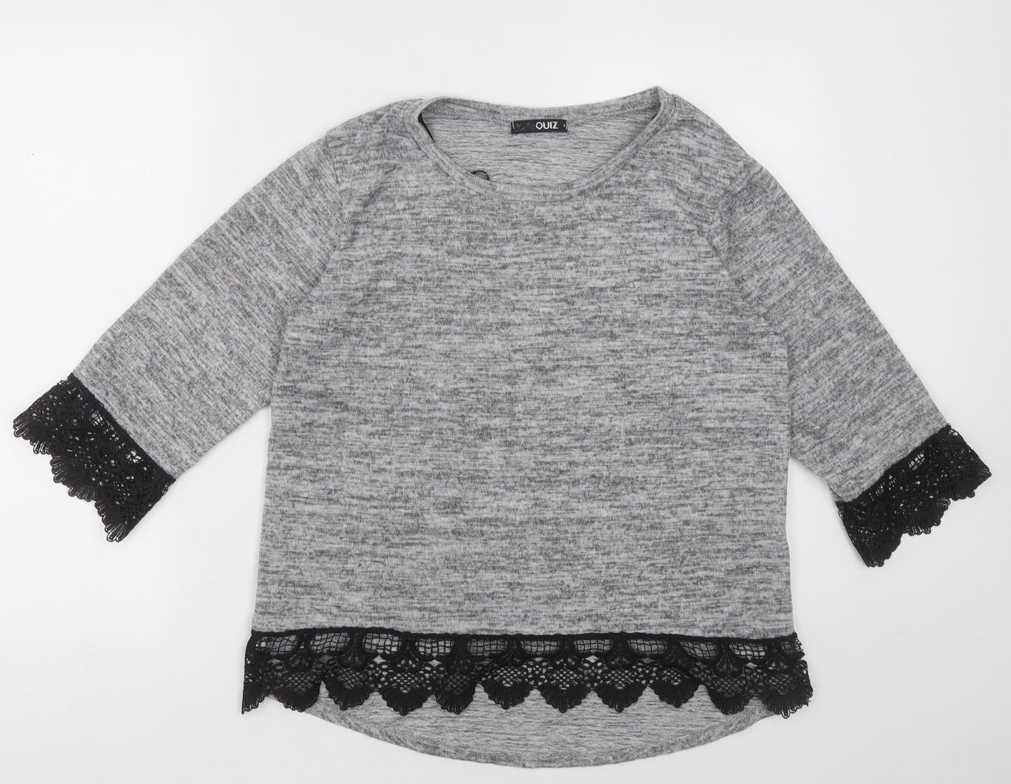 quix Womens Grey  Polyester Pullover Sweatshirt Size S  Pullover - Lace trim