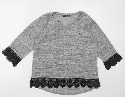 quix Womens Grey  Polyester Pullover Sweatshirt Size S  Pullover - Lace trim