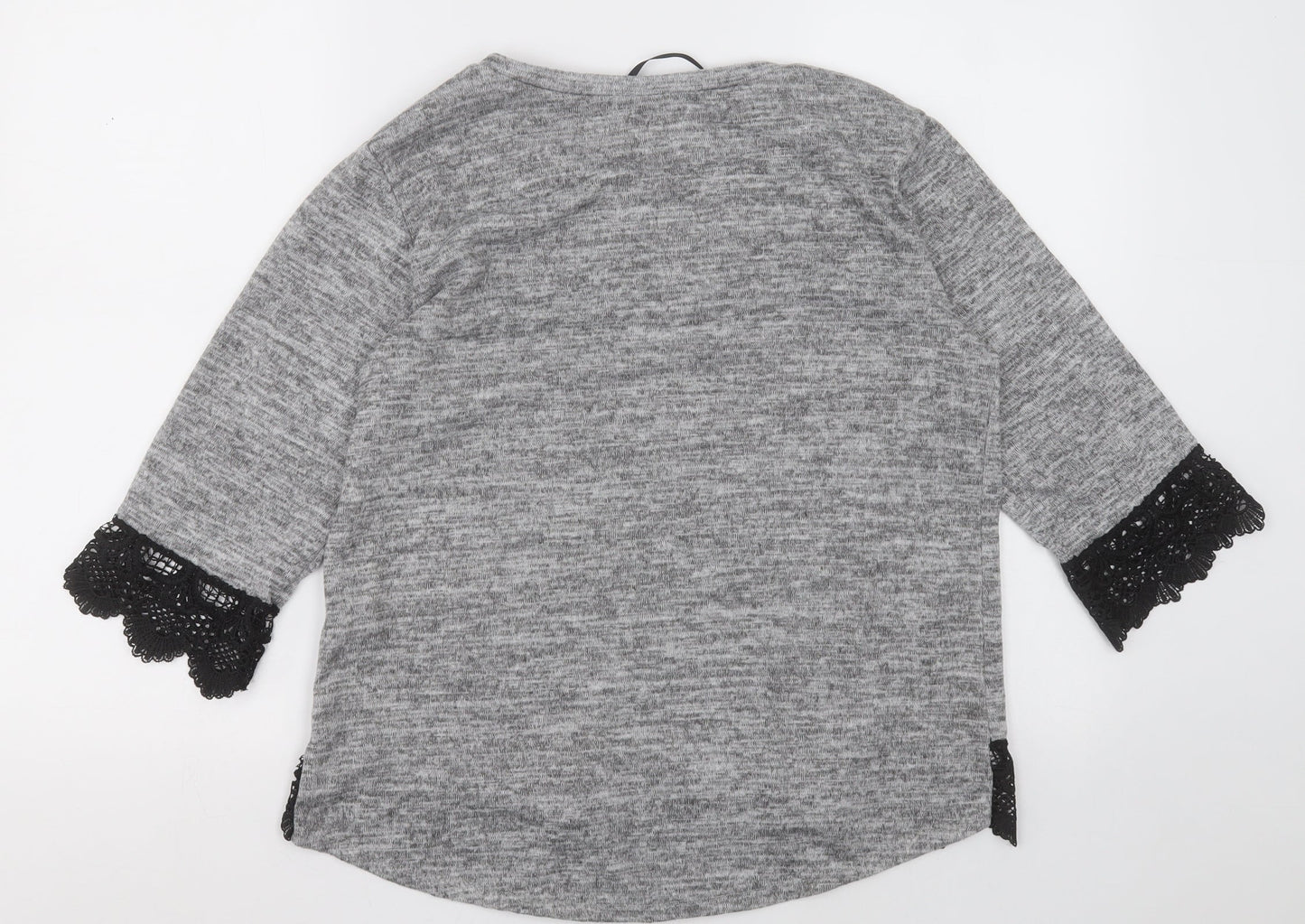 quix Womens Grey  Polyester Pullover Sweatshirt Size S  Pullover - Lace trim
