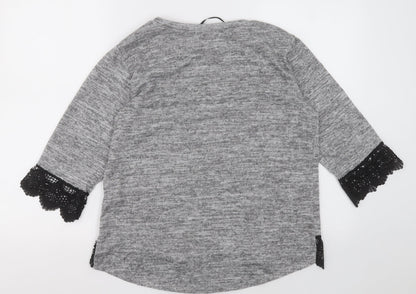 quix Womens Grey  Polyester Pullover Sweatshirt Size S  Pullover - Lace trim