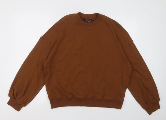 SheIn Womens Brown Crew Neck  Cotton Pullover Jumper Size L
