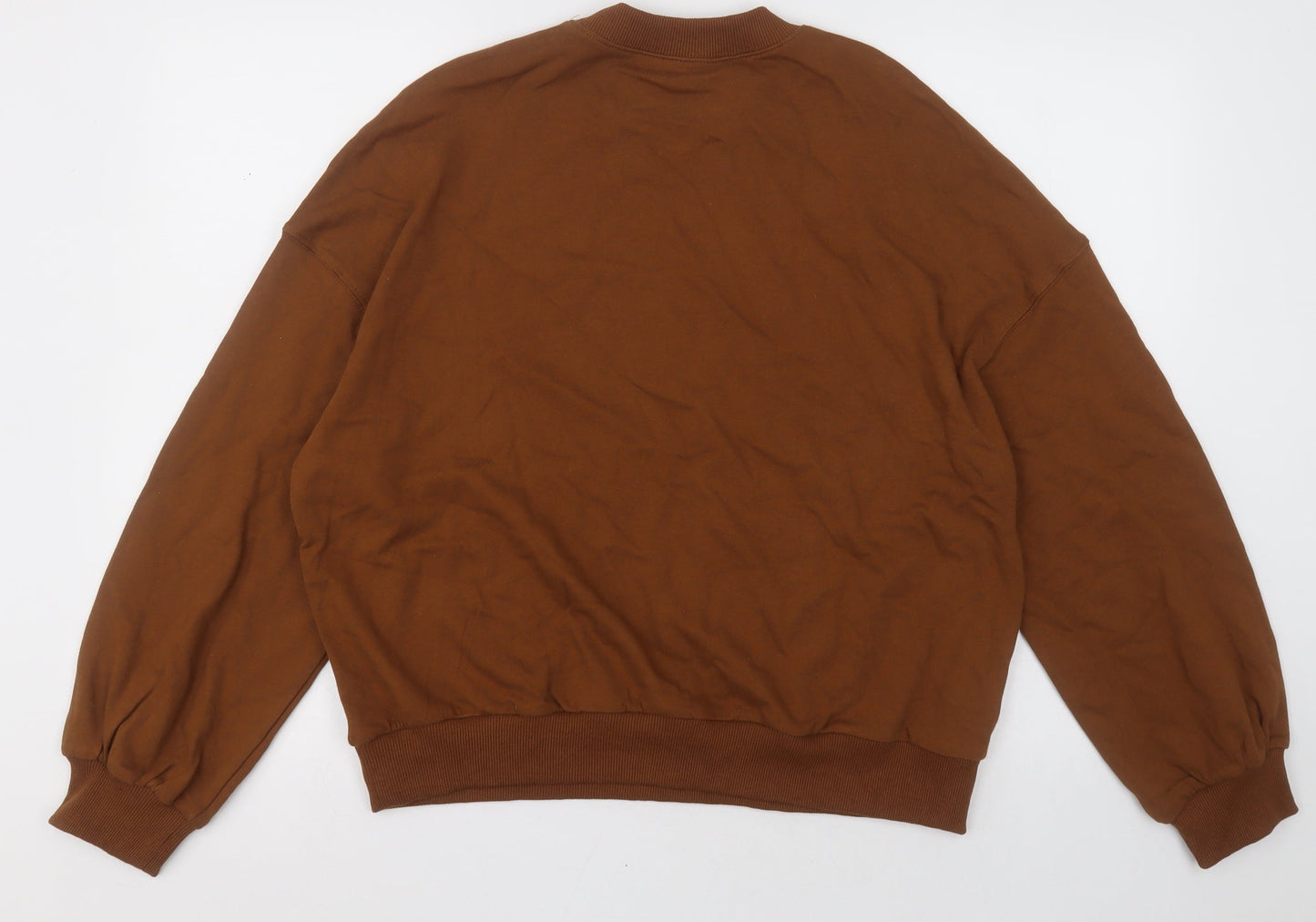 SheIn Womens Brown Crew Neck  Cotton Pullover Jumper Size L