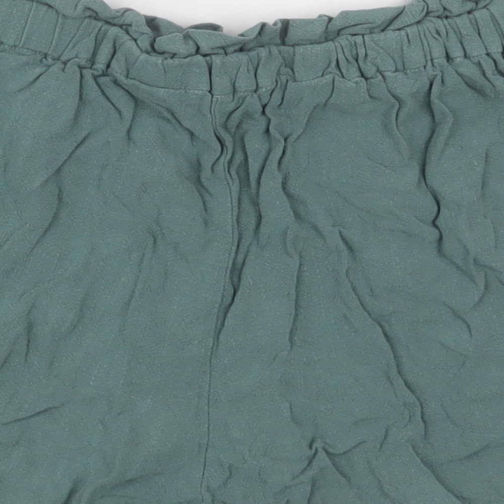 Ally Womens Green  Viscose Paperbag Shorts Size 8 L3 in Regular Button