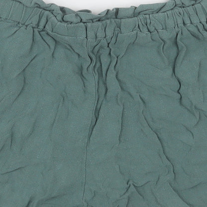 Ally Womens Green  Viscose Paperbag Shorts Size 8 L3 in Regular Button