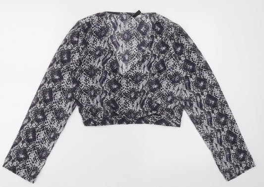 Womens UK Size 8 H&M Purple Cropped Blouse