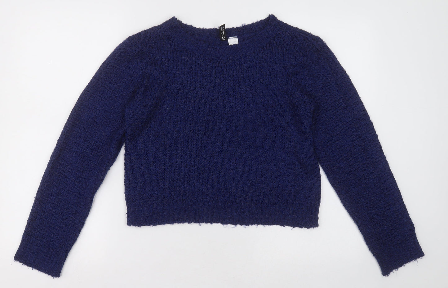 h& Womens Blue Crew Neck  Acrylic Pullover Jumper Size S