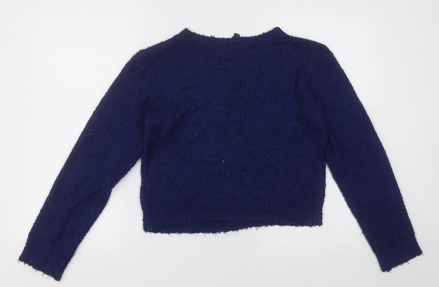 h& Womens Blue Crew Neck  Acrylic Pullover Jumper Size S