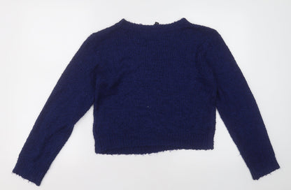 h& Womens Blue Crew Neck  Acrylic Pullover Jumper Size S