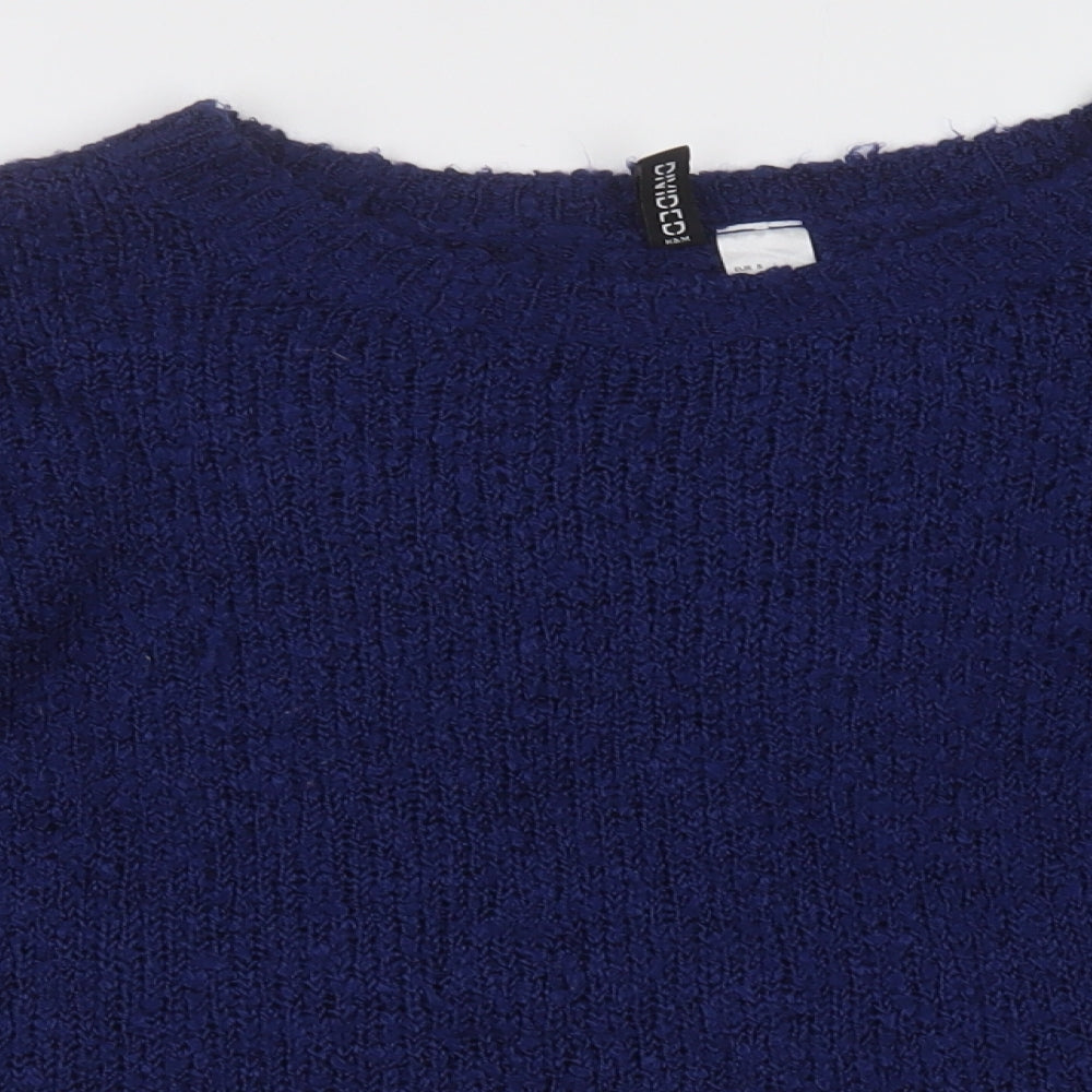 h& Womens Blue Crew Neck  Acrylic Pullover Jumper Size S