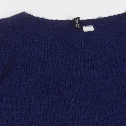 h& Womens Blue Crew Neck  Acrylic Pullover Jumper Size S