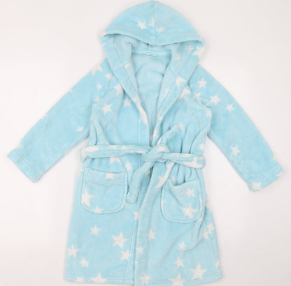 Marks and Spencer Girls Blue Geometric Polyester  Gown Size 6-7 Years  Tie - Star Pattern