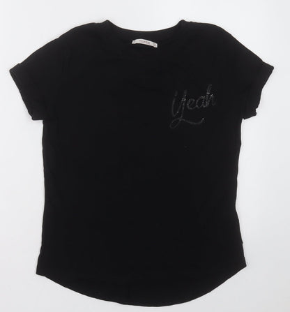 Womens UK Size S Pull&Bear Black Basic T-Shirt