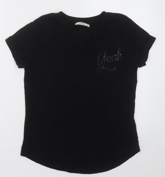 Womens UK Size S Pull&Bear Black Basic T-Shirt