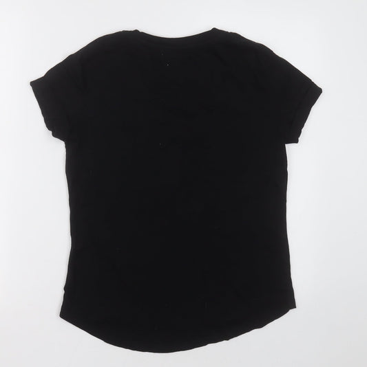 Womens UK Size S Pull&Bear Black Basic T-Shirt