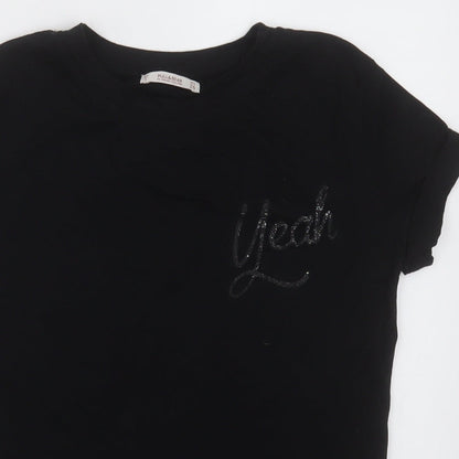 Womens UK Size S Pull&Bear Black Basic T-Shirt