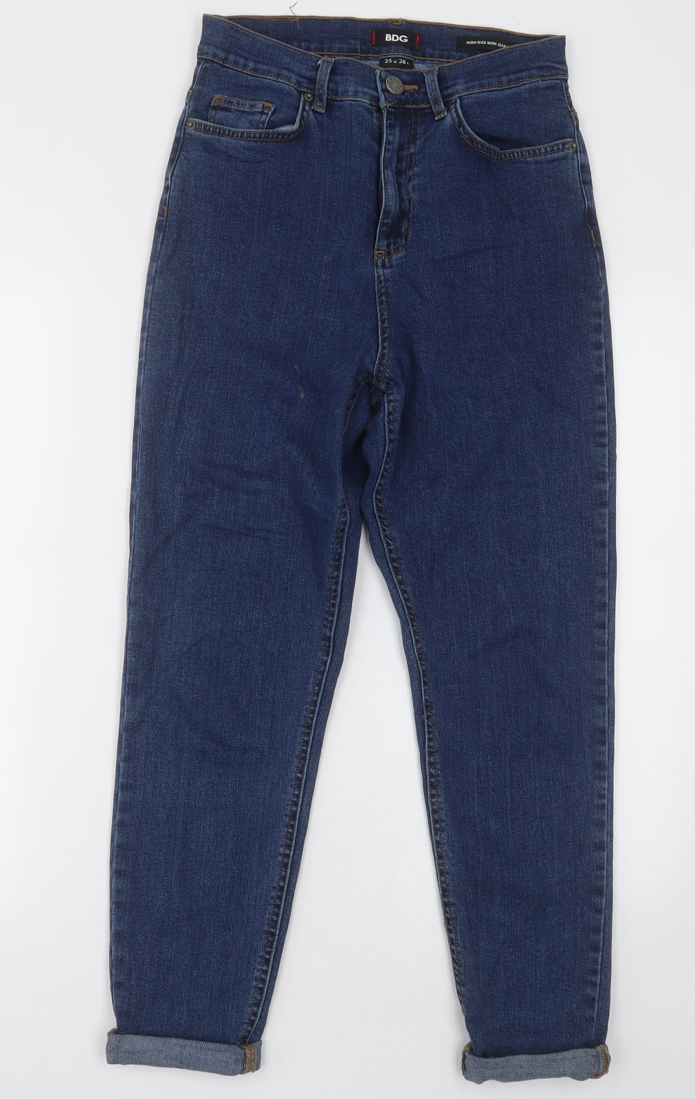 BDG Womens Blue  Cotton Mom Jeans Size 25 L28 in Regular Button