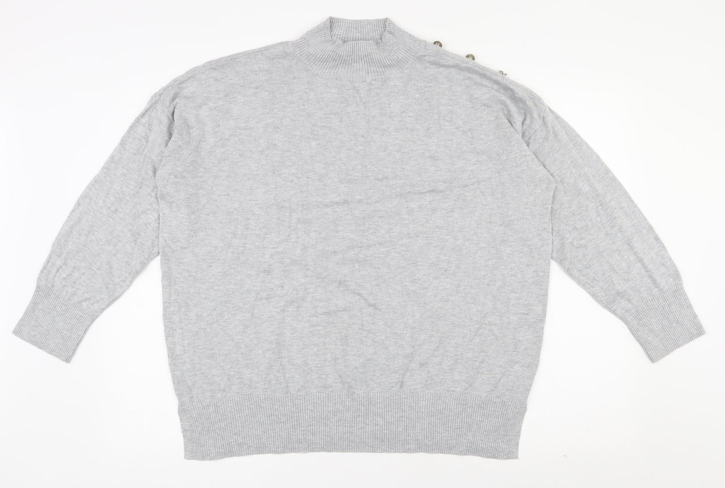 F&F Womens Grey Mock Neck  Viscose Pullover Jumper Size 18