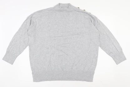 F&F Womens Grey Mock Neck  Viscose Pullover Jumper Size 18