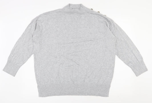 F&F Womens Grey Mock Neck  Viscose Pullover Jumper Size 18