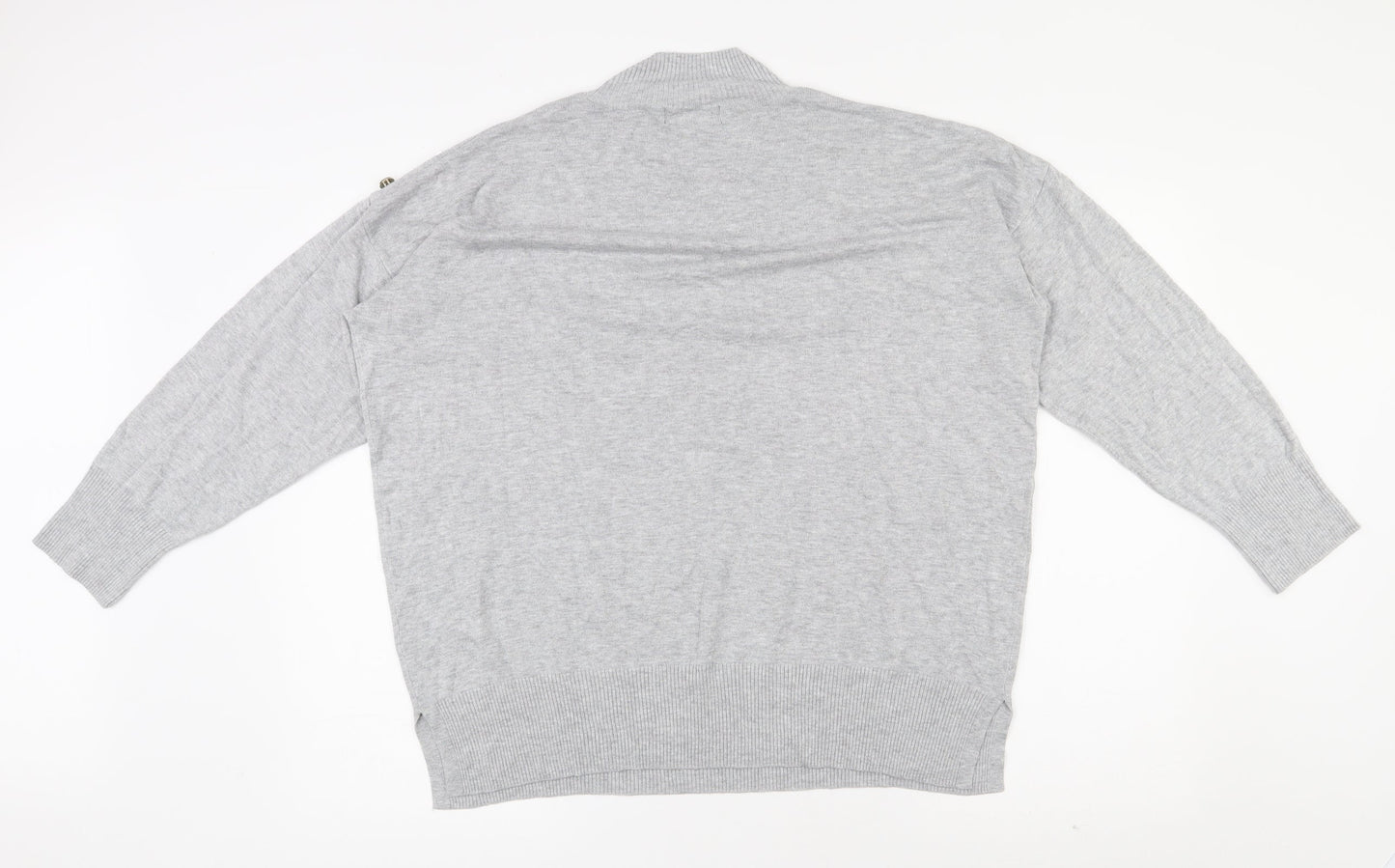 F&F Womens Grey Mock Neck  Viscose Pullover Jumper Size 18