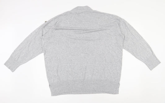 F&F Womens Grey Mock Neck  Viscose Pullover Jumper Size 18