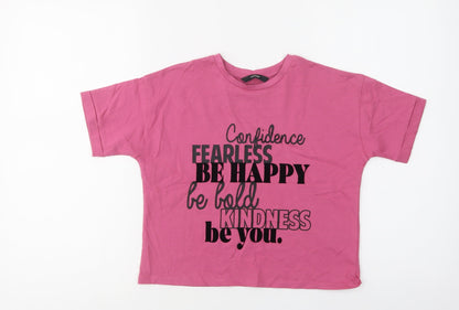 George Girls Purple  Cotton Cropped Polo Size 9-10 Years Crew Neck  - Confidence