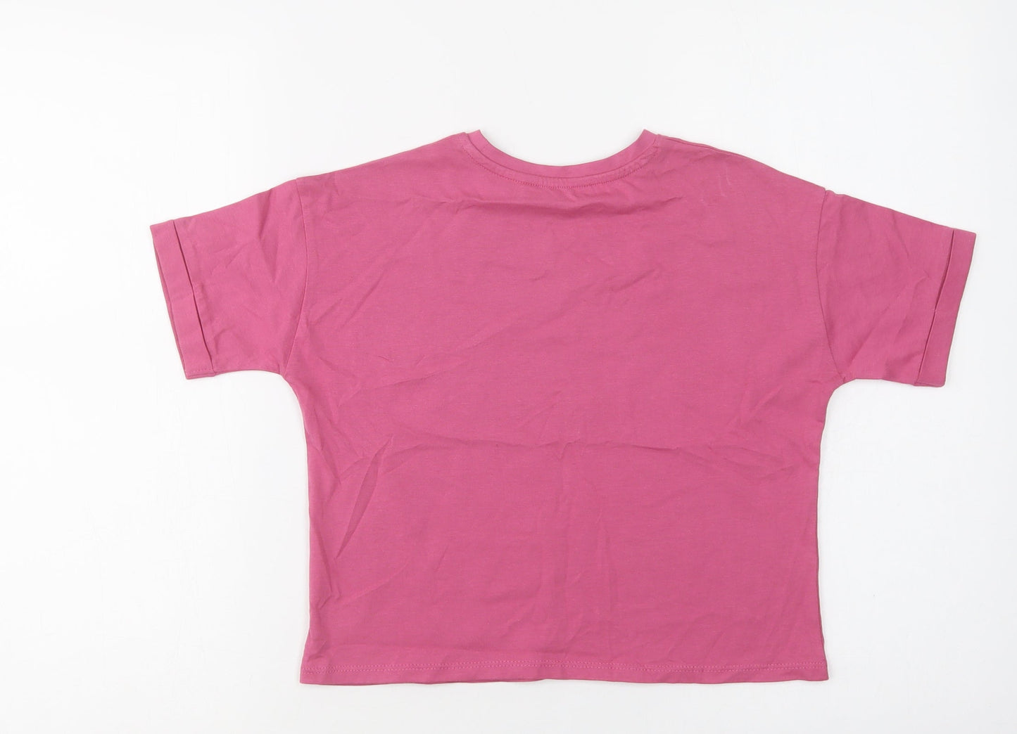 George Girls Purple  Cotton Cropped Polo Size 9-10 Years Crew Neck  - Confidence