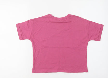 George Girls Purple  Cotton Cropped Polo Size 9-10 Years Crew Neck  - Confidence