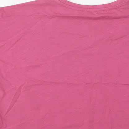 George Girls Purple  Cotton Cropped Polo Size 9-10 Years Crew Neck  - Confidence