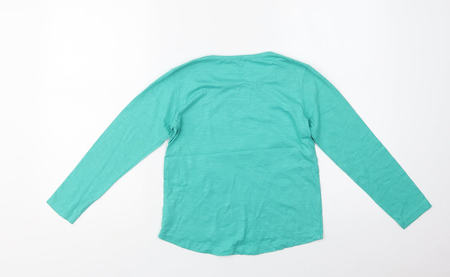Dunnes Stores Girls Green  Cotton Basic Blouse Size 9 Years Crew Neck  - Lucky