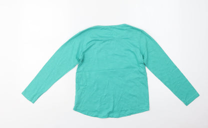 Dunnes Stores Girls Green  Cotton Basic Blouse Size 9 Years Crew Neck  - Lucky