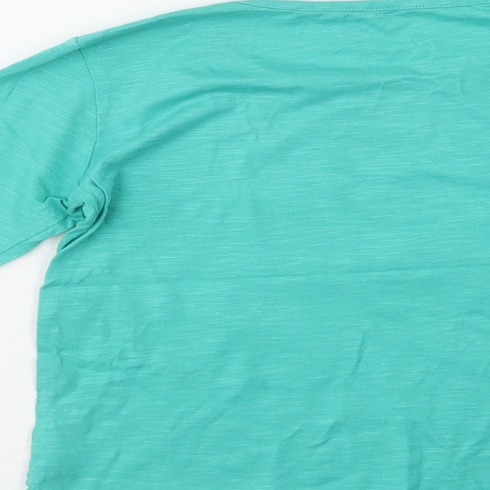 Dunnes Stores Girls Green  Cotton Basic Blouse Size 9 Years Crew Neck  - Lucky
