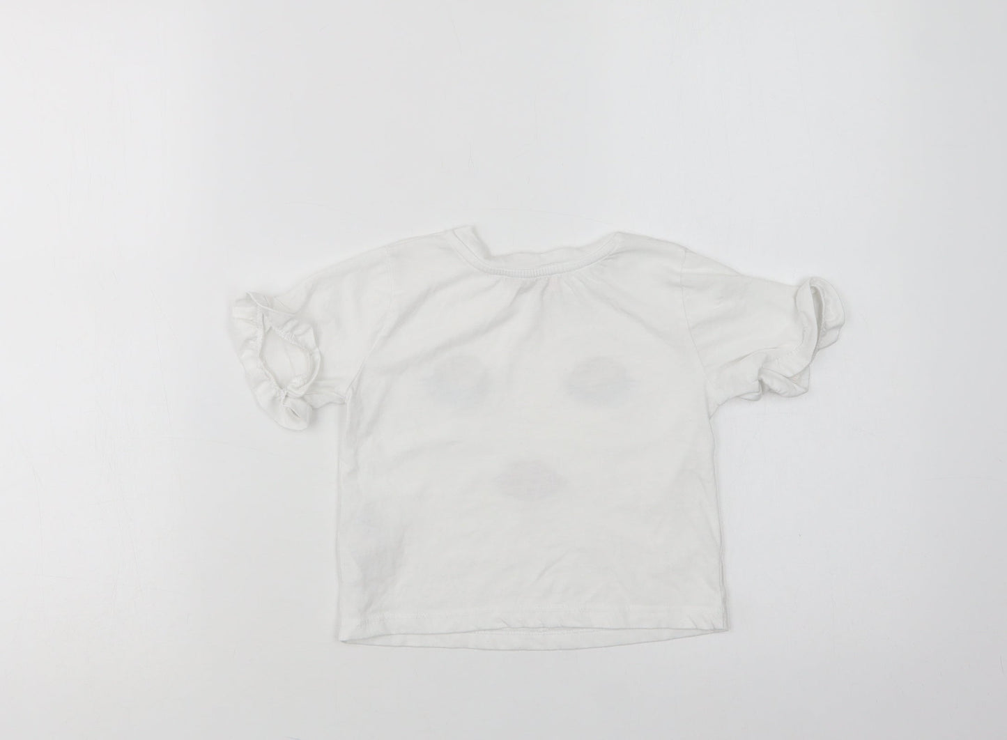 Lipsy London Girls White  Cotton Basic T-Shirt Size 2-3 Years Crew Neck