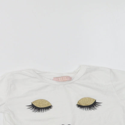 Lipsy London Girls White  Cotton Basic T-Shirt Size 2-3 Years Crew Neck