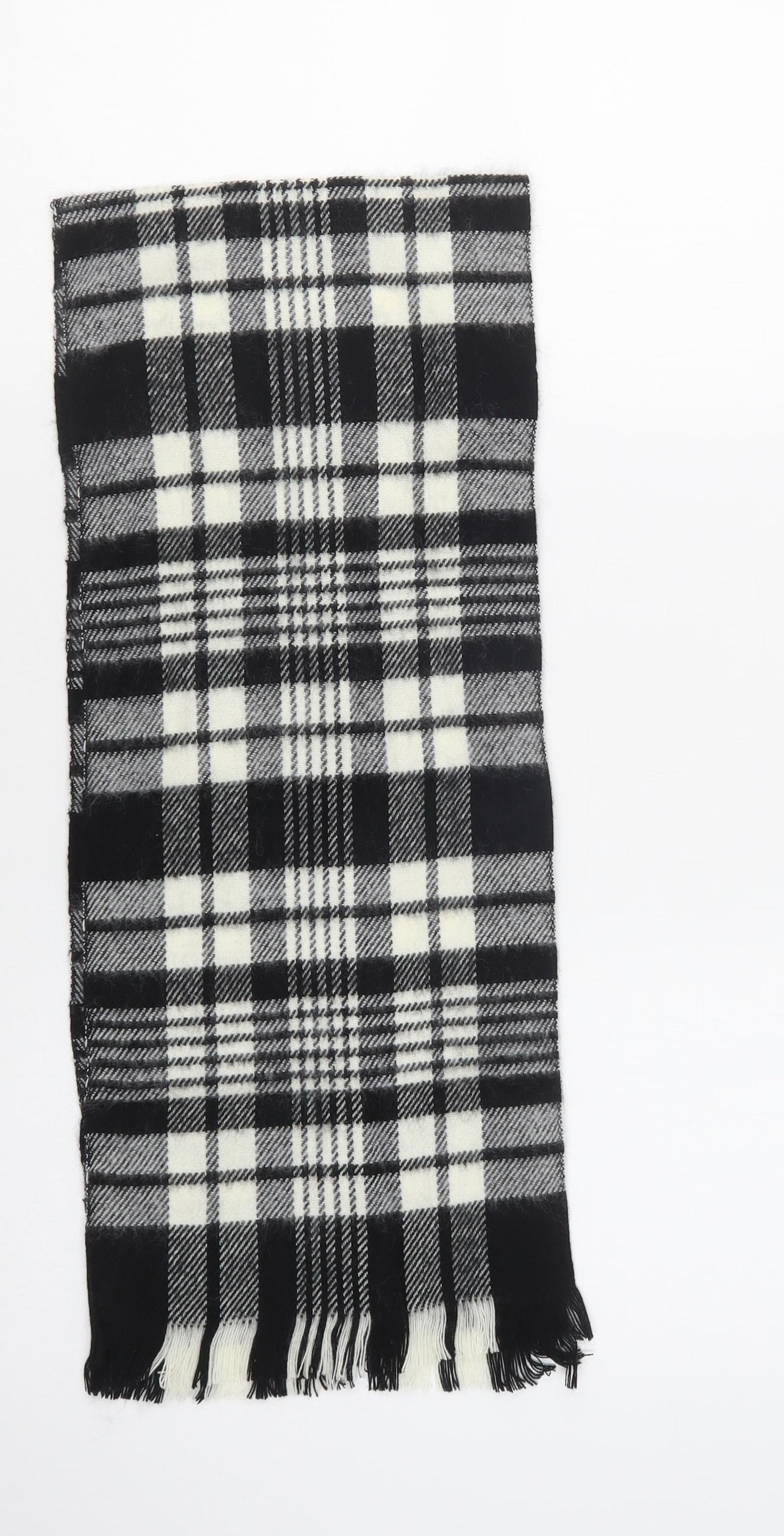 Preworn Mens Black Plaid  Scarf  One Size