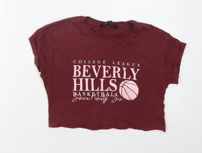 New Look Girls Purple  Cotton Cropped T-Shirt Size 10-11 Years Crew Neck  - Beverly Hills