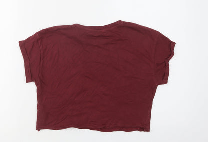 New Look Girls Purple  Cotton Cropped T-Shirt Size 10-11 Years Crew Neck  - Beverly Hills