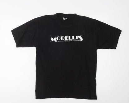 Super Combed Womens Black  Cotton Basic T-Shirt Size S Crew Neck