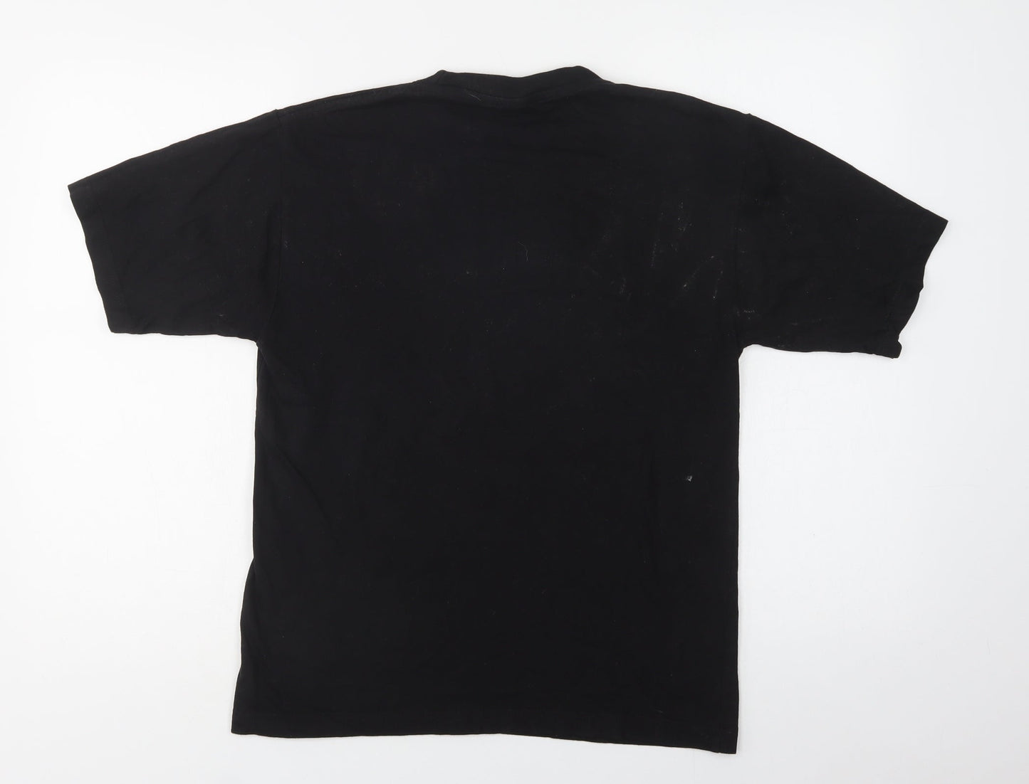Super Combed Womens Black  Cotton Basic T-Shirt Size S Crew Neck