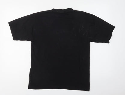 Super Combed Womens Black  Cotton Basic T-Shirt Size S Crew Neck