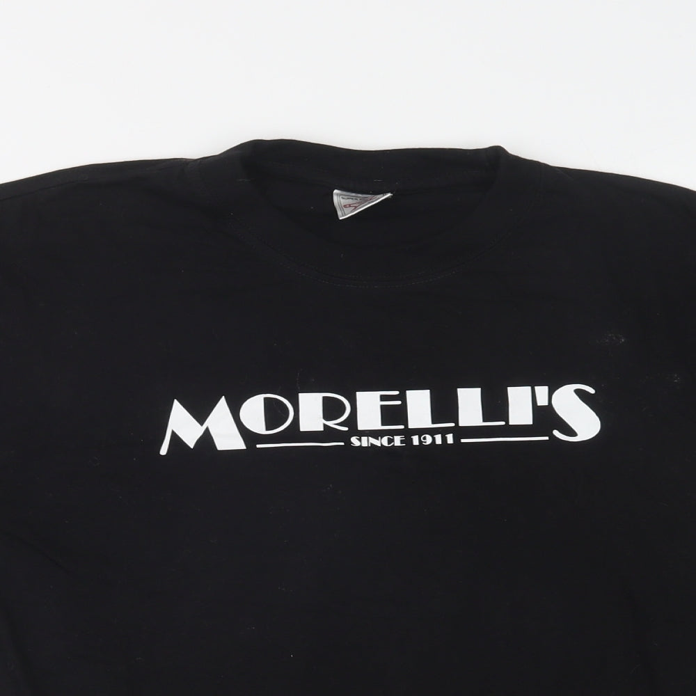Super Combed Womens Black  Cotton Basic T-Shirt Size S Crew Neck