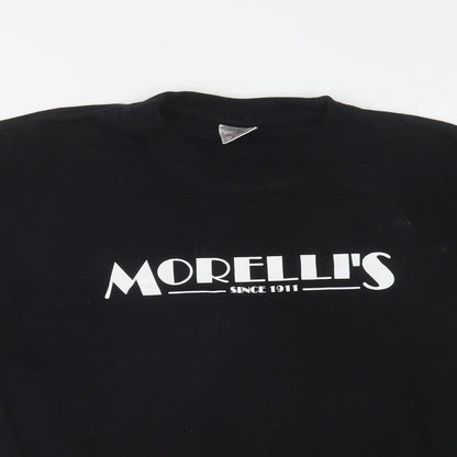 Super Combed Womens Black  Cotton Basic T-Shirt Size S Crew Neck