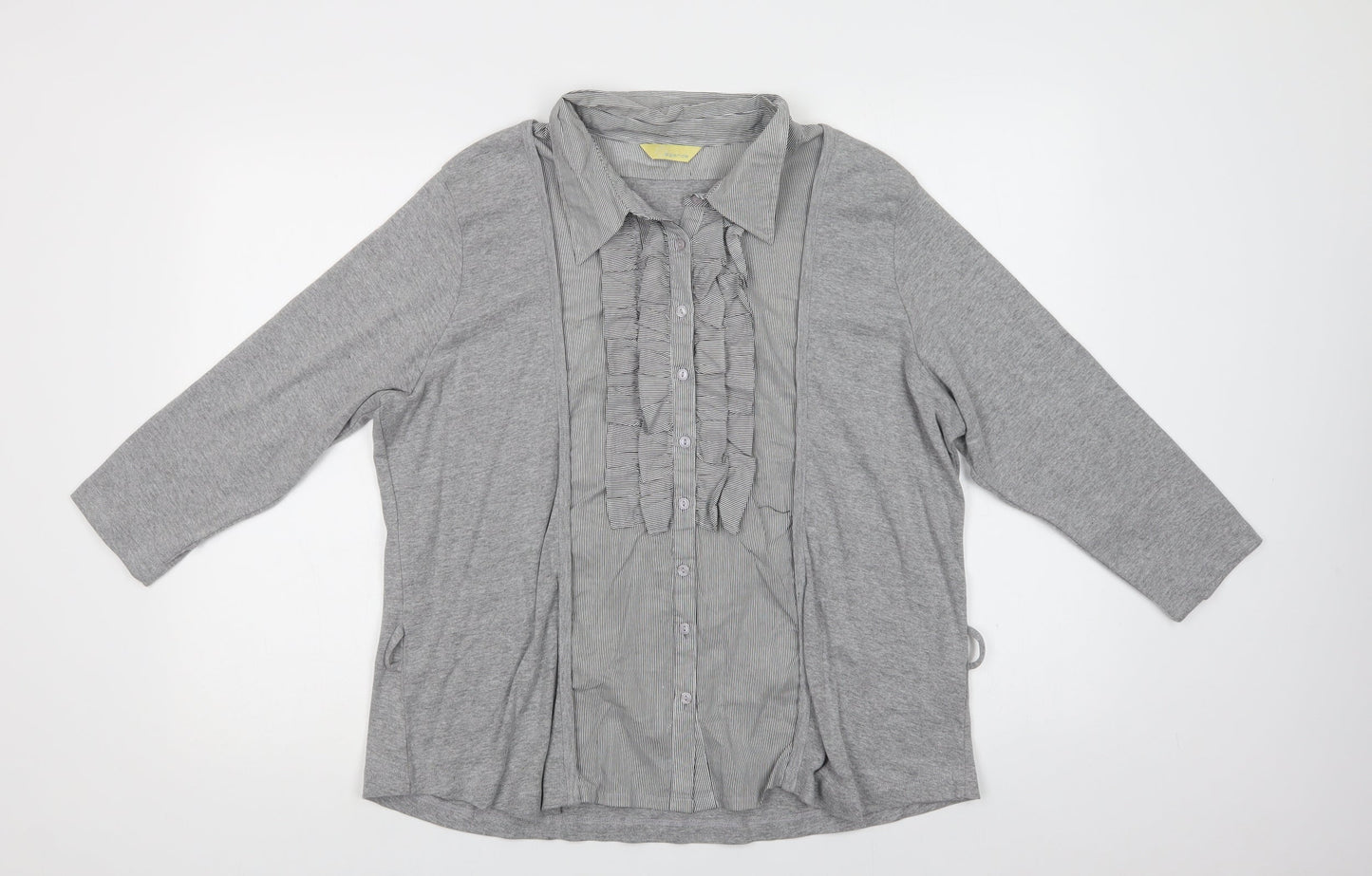 Womens UK Size 20 Agenda Grey Basic Button-Up