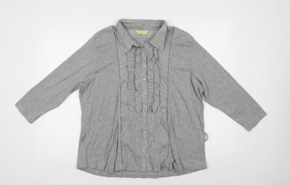 Womens UK Size 20 Agenda Grey Basic Button-Up