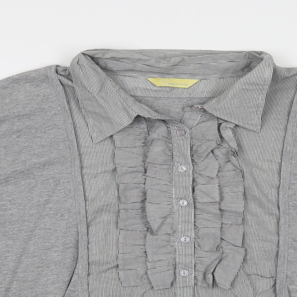 Womens UK Size 20 Agenda Grey Basic Button-Up